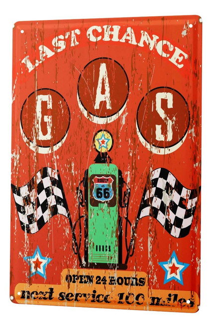 LEotiE SINCE 2004 Tin Sign Metal Plate Decorative Sign Home Decor Plaques Garage Last Gas Station Gas Stations Vintage
