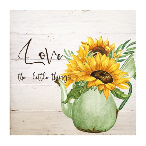 Love The Little Things Watercolor Floral in Mason Jar Wall Art Murals Inspirational Sunflower Artwork Wall Decal Vinyl Wall Stickers Quotes for Kids Room Family Home Wall Decor