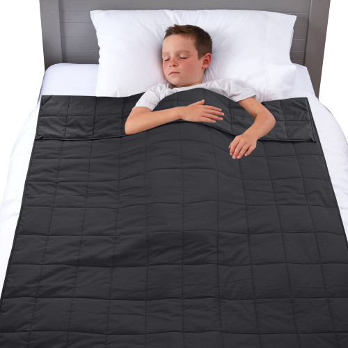 Joyching Kids Weighted Blanket 36x48 inches 5 Pounds for Toddler Cooling Soft Heavy Blanket Throw with Glass Beads, Black
