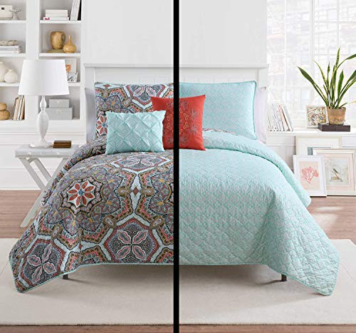 VCNY Home Yara 5 Piece Reversible Quilt Set, Full/Queen, Multi