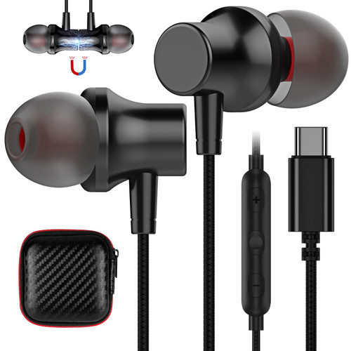 USB C Headphone,COOYA USB Type C Earphones Wired Earbuds Magnetic Bass Noise Canceling in-Ear Headsets with Microphone for iPad 10 Samsung Galaxy S23 Ultra S22 A53 S21 S20 Z Flip5 Pixel 7 6a 6 Oneplus