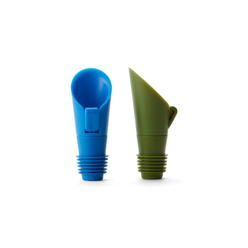 Rabbit Flipper Wine Pourer & Bottle Stoppers (Blue/Green, Set of 2)
