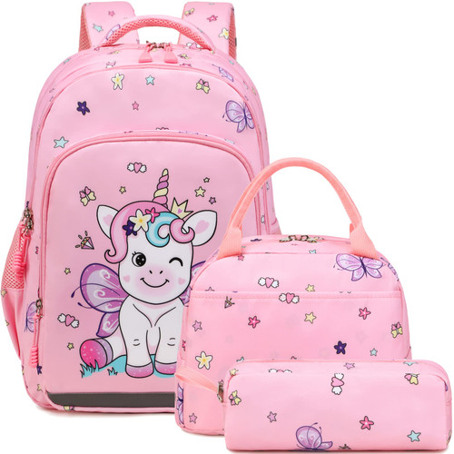 Meisohua Unicorn Backpack for Girls School Backpack for Elementary Kindergarten Preschool Bookbag 3 in 1 Set Unicorn School Bags for Girls Water Resistant