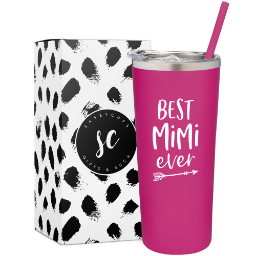 Best Mimi Ever Insulated Tumbler Cup with Straw and Lid - Grandparent Christmas Present Coffee Mug - World's Best Mimi Gift From Grandkids for Birthday - New Mimi Tumbler - Grandma, Mimi Gifts