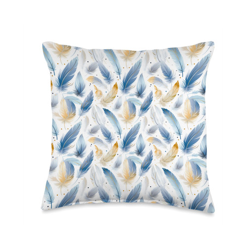 Pattern Wonders Studio Colorful Pattern Watercolor Feather Design Throw Pillow, 16x16, Multicolor