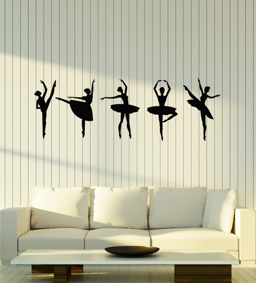 Vinyl Wall Decal Silhouette Ballerinas Ballet Dance Studio Stickers Mural Large Decor (g4838) Black