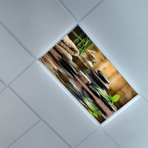 Fluorescent Light Covers for Ceiling Light Diffuser Panels-Spa Pattern-Fluorescent Light Covers for Classroom Office-Office & Classroom Decorations,White Black Brown