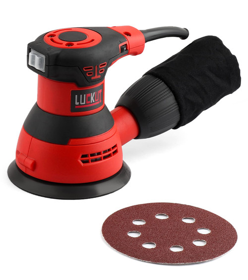 LUCKUT Random Orbit Sander, Variable Speed 5-Inch, 3.0Amp Electric Random Orbit Sander,7000-14000 RPM 6 Variable Speeds Sander Machine, Dust Collection Bag for Woodworking, Sanding, Polishing