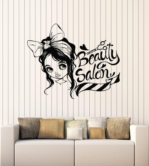 Vinyl Wall Decal Beauty Hair Salon Logo Doll Scissors Hairdresser Stickers Mural Large Decor (g5043) Black Vinyl Wall Decal Beauty Hair Salon Logo Doll Scissors Hairdresser Stickers Mural Large Decor (g5043) Black