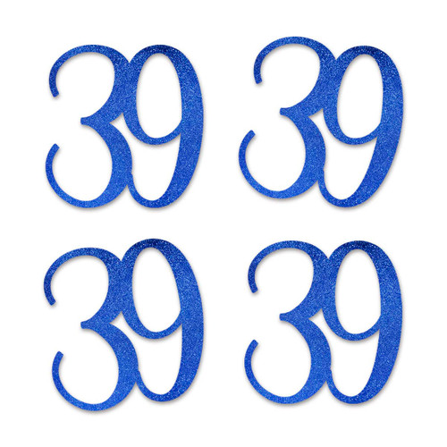 Blue Glitter 39 Cut-Out Numbers, 39th Birthday Party Anniversary Decorations DIY Essentials