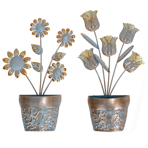 LIFFY Metal Flower Wall Decor - Metal Flower Wall Art Sculpture - Hanging Metal Art Wall Decor for Home, Living Room, Bedroom - 15inch