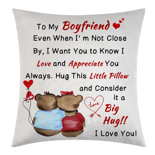 Aeiwjoi Gifts for Boyfriend Gifts from Girlfriend Romantic Throw Pillow Cover Gift Boyfriend Birthday Gifts I Love You Throw Pillowcase Love Cushion Covers (Boyfriend)
