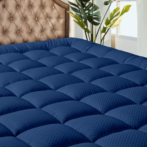 MATBEBY Bedding Quilted Fitted Twin XL Mattress Pad Cooling Breathable Fluffy Soft Mattress Pad Stretches up to 21 Inch Deep, Twin XL Size, Navy Blue, Mattress Topper Mattress Protector MATBEBY Bedding Quilted Fitted Twin XL Mattress Pad Cooling Breathable Fluffy Soft Mattress Pad Stretches up to 21 Inch Deep, Twin XL Size, Navy Blue, Mattress Topper Mattress Protector