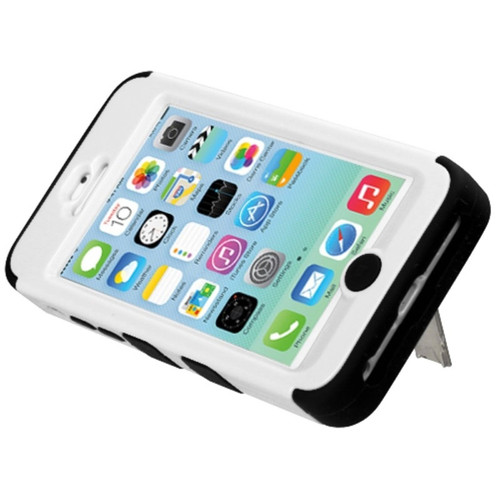 MyBat iPhone 5C TUFF Hybrid Phone Protector Cover with Stand - Retail Packaging - White/Black