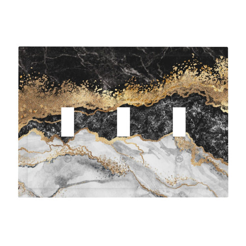 Black Golden Marble 3 Gang Light Switch Plate Decorative Triple Toggle Wall Plate Cover Electrical Faceplate for Bathroom Home Living Room Bedroom Decor Black Golden Marble 3 Gang Light Switch Plate Decorative Triple Toggle Wall Plate Cover Electrical Faceplate for Bathroom Home Living Room Bedroom Decor