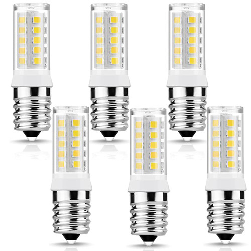 E17 LED Bulbs, JandCase Microwave Light Bulbs Under Hood, 40W Equivalent, Daylight White 6000K Appliance Light Bulbs Rang Hood, Stove Light Bulbs for Stove Hood, Microwave, Fridge, Non-Dimmable, 6Pack