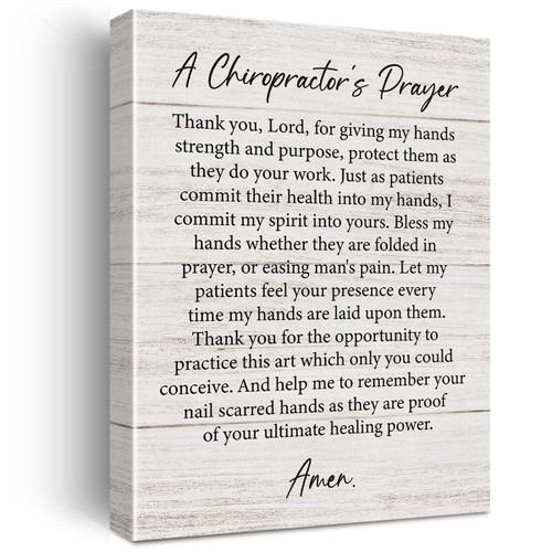 Motivational Chiropractor Wall Art Decor a Chiropractor's Prayer Canvas Print Farmhouse Framed Painting for Home Office Wall & Tabletop Decor