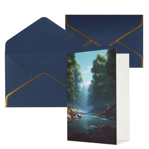 Forest Printed Greeting Cards Blank Note Cards Birthday Cards Sympathy Cards With Envelopes Christmas Cards Blue