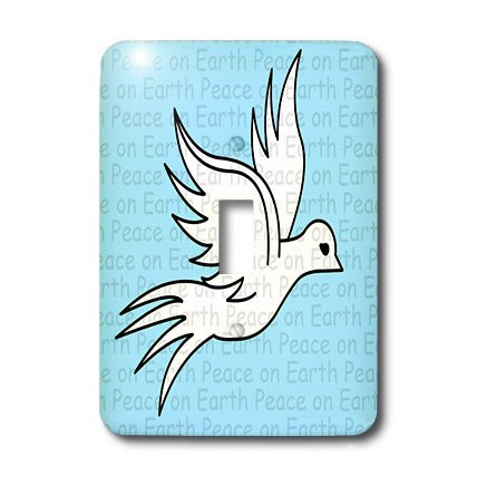 3dRose lsp_10858_1 Peace On Earth White Dove Print Blue Single Toggle Switch