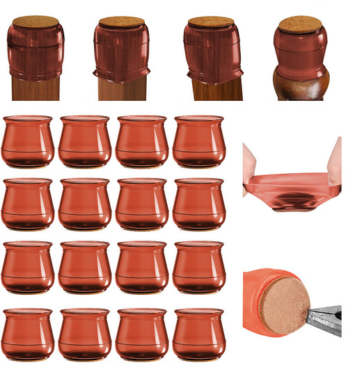 Chair Leg Floor Protectors,16PCS Crystal High Transparency Silicone Furniture Feet Protector Pads,Chair Leg Covers, Stool Leg Protection Caps,Furniture Cup with Felt Pads,Protect Hardwood Flooring