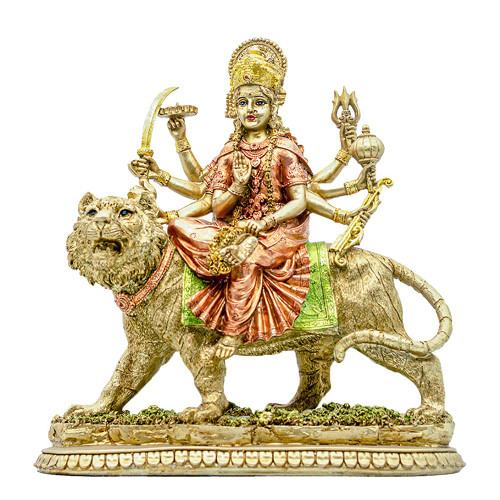 BangBangDa Hindu Goddess Durga Statue - Indian God Durga On Tiger Figurines Decor - India God Murti Idol Home Mandir Temple Puja Sculpture Pooja Gifts Item Altar Yoga Meditation Room Diwali Gifts