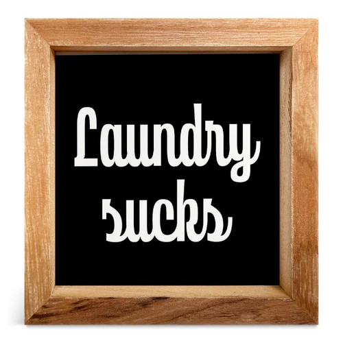Rustic Style Laundry Room Wooden Framed Sign, Farmhouse Laundry Wood Block Sign Decorative Desk Sign Country Home Shelf Tabletop Art Decor, 5 X 5 Inches