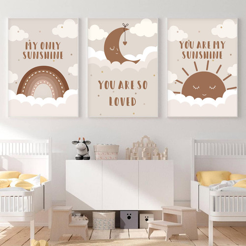 Boho Nursery Wall Art You Are My Sunshine Wall Art Boho Baby Poster for Wall Rainbow Canvas Nursery Pictures Decor Nursery Prints Playroom Wall Art Boho Nursery Artwork Kids Room Poster 16x24inx3 Unframed