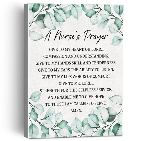 Inspirational a Nurse's Prayer Quote Canvas Painting Framed Wall Art Decor for Home Office, Nursing Nurse Canvas Poster Print Decorative Gift