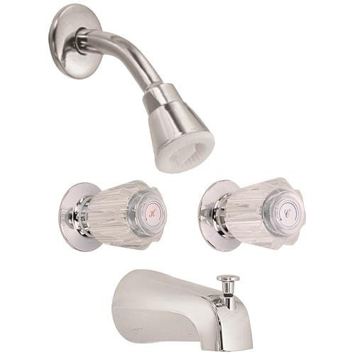 ProPlus GIDDS-114130 Tub and Shower Faucet, Chrome with Chrome Handles