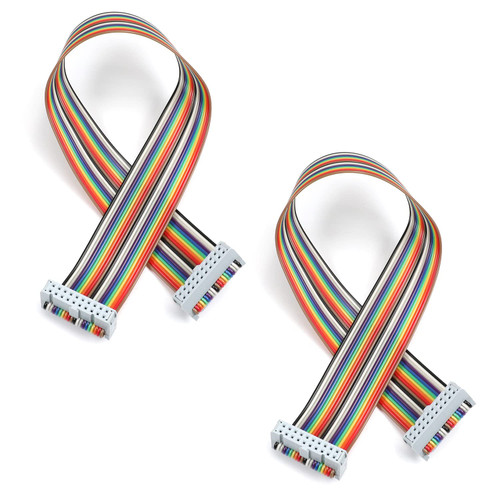 Bettomshin 2Pcs IDC Rainbow Wire Flat Ribbon Cable 20 Pin 30cm Length 2.54mm Pitch