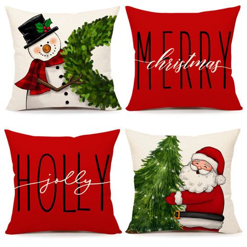 Red Christmas Pillow Covers 18x18 Set of 4 Farmhouse Christmas Decorations Snowman Wreath Santa Claus Tree Merry Christmas Holly Jolly Winter Holiday Decor Throw Cushion Case for Home Couch S22C17 Red Christmas Pillow Covers 18x18 Set of 4 Farmhouse Christmas Decorations Snowman Wreath Santa Claus Tree Merry Christmas Holly Jolly Winter Holiday Decor Throw Cushion Case for Home Couch S22C17
