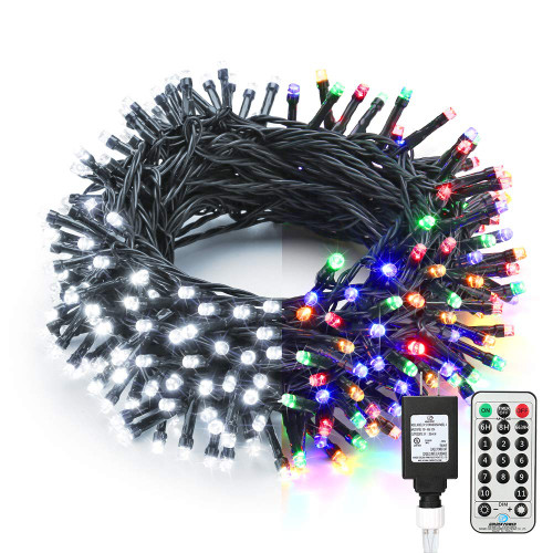 BrizLabs Christmas String Lights, 115ft 300 LED Color Changing Christmas Lights, 11 Modes Cool White+ Multicolor String Lights with Timer Remote, Connectable Xmas Tree Lights for Indoor Outdoor Decor