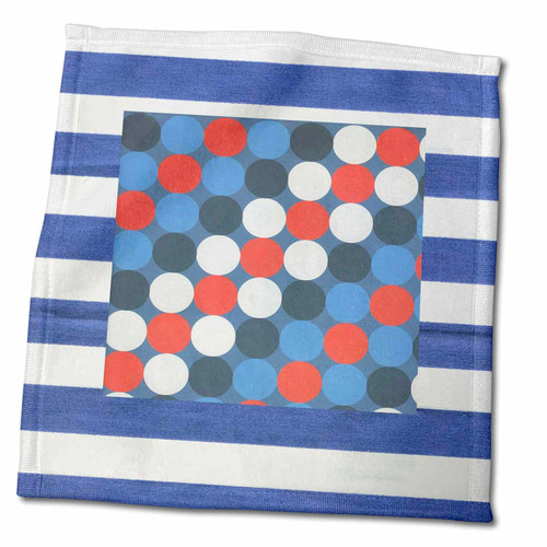 3dRose Florene Geometric - Red White Blue Stripes and Circles - Towels (twl-35433-3)