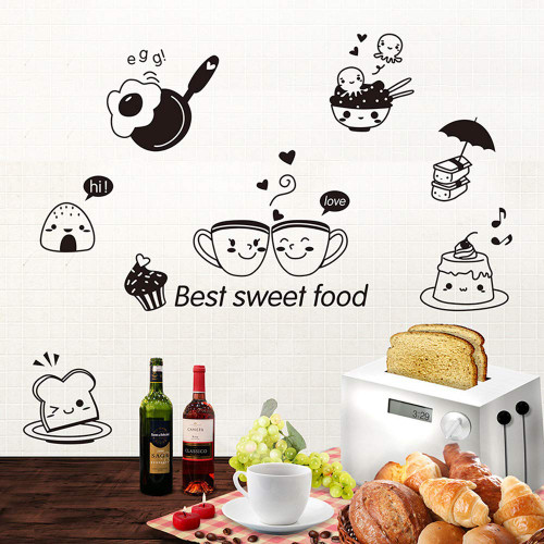 Wallpark Kitchen Food Emoji Removable Wall Sticker Decal, Living Room Bedroom Home Decoration Adhesive DIY Art Wall Mural