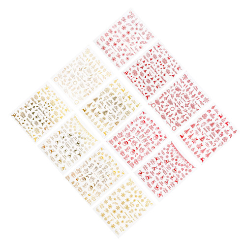 BESTOYARD 12 Sheets Christmas Nail Art Stickers Christmas Stickers Nail Sticker Nail Decor Nail Stickers Christmas Nail Art Paste Christmas Nail Stickers Adhesive Nail Decals Applique Miss