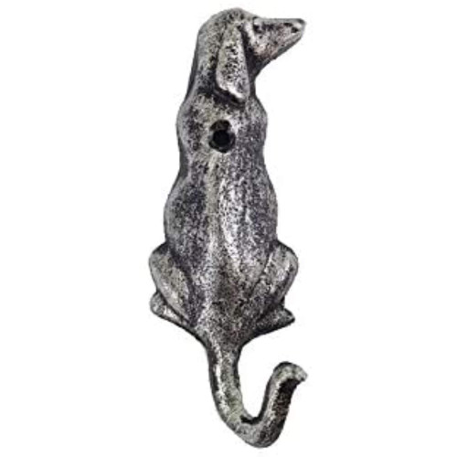 Handcrafted Model Ships Rustic Silver Cast Iron Dog Hook 6" - Decorative Hook - Dog Decorations for HOM