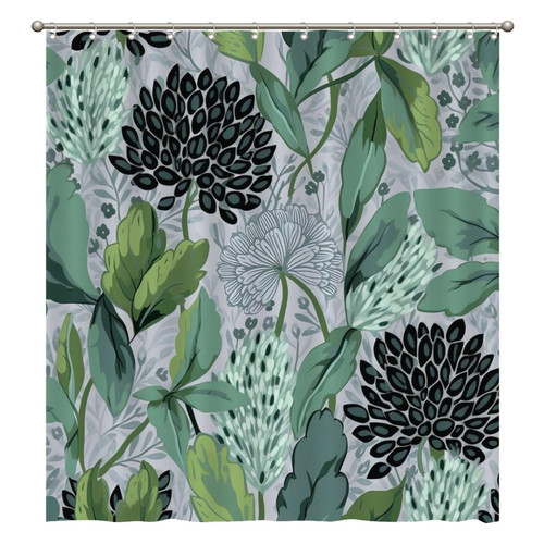 Bathroom Shower Curtains with Hooks 72x80 Inch,Turquoise Green Chinoiserie Floral Shower Curtain Waterproof Fabric Bath Shower Curtain for Bathroom Bathtubs Decoration