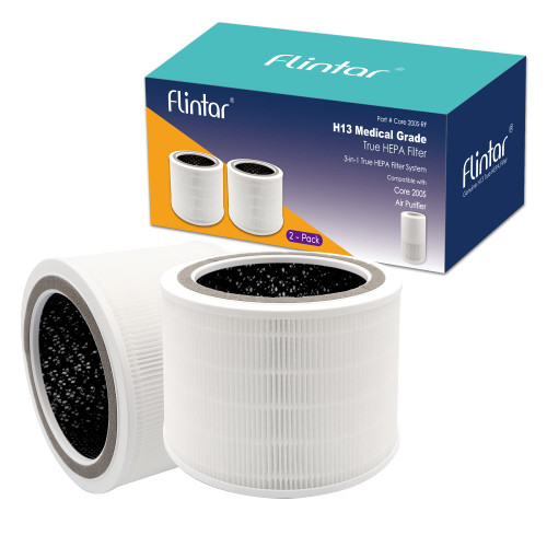 Flintar Core 200S True HEPA Replacement Filters, Compatible with LEVOIT Core 200S Smart WiFi Air Purifier, 3-Stage H13 True HEPA Filter Set, Core 200S-RF, 2-Pack