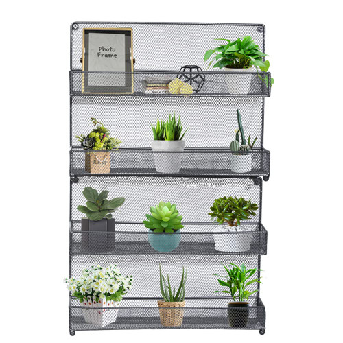 Colilove 4 Tier Spice Rack Seasoning Organizer Wall Mount Stackable Hanging Spice Jars Shelf Metal Storage Organizer Shelf for Kitchen Cabinet, Wall, Pantry Door, Bronze
