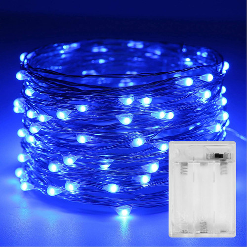 Sanniu Led Fairy Lights Battery Operated, 4 Packs Mini Battery Powered Copper Wire Starry String Lights for Christmas, Parties, Wedding, Bedroom, Patio, Indoor, Home Decoration (5m/16ft Blue)