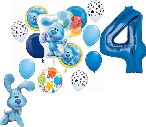 Blue's Clues 4th Birthday Party Supplies Blue the Dog Table Topper Balloon Bouquet Decorations