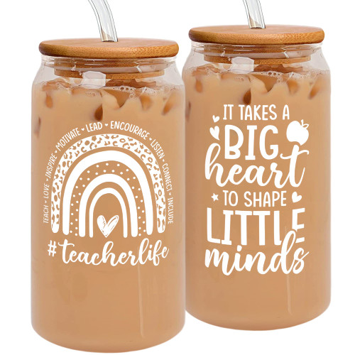 Teacher Appreciation Gifts - Teacher Gifts For Women - Gifts for Teachers Women - Thank You Teacher Gifts, Teacher Birthday Gifts, Teacher Appreciation Week, End of Year Teacher Gifts - Can Glass