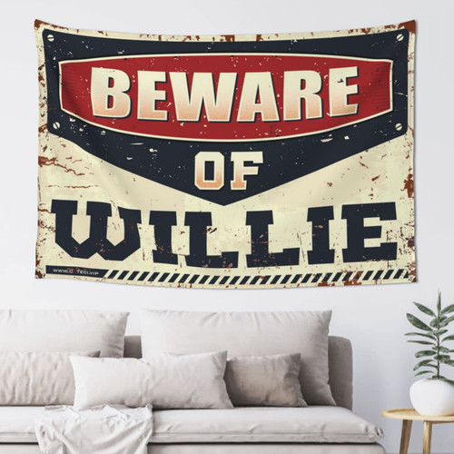 Dsocuiubos Wall Tapestry Beware of Willie Tapestry Vintage Room Decor Room Accessories for Teen Boys (Size : 75X100CM)