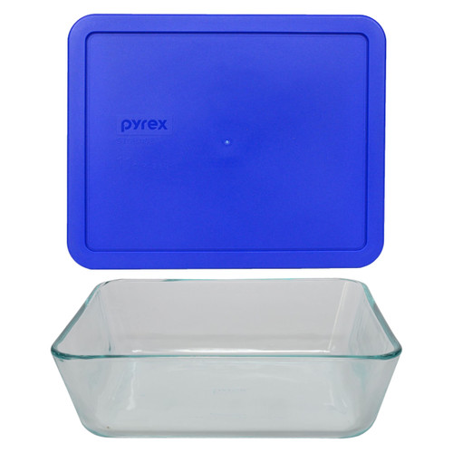 Pyrex (1 7212 Glass Dish & (1) 7212-PC Cadet Blue Lid Made in the USA