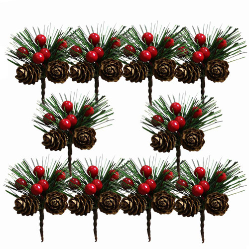 Amosfun 10Pcs Christmas Pine Picks Artificial Pine Picks Christmas Flower Arrangements Wreaths Fake Berries Pinecones Christmas Tree Decorations Holiday Home Winter Decor Amosfun 10Pcs Christmas Pine Picks Artificial Pine Picks Christmas Flower Arrangements Wreaths Fake Berries Pinecones Christmas Tree Decorations Holiday Home Winter Decor