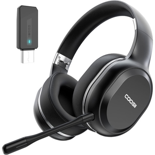 COOSII P80C Bluetooth Wireless Headphones with Dual Microphone with V5.0 USB Dongle for PC Computer Home Office Online Class Headset, 40H for Laptop Chromebook Cellphone Skype Zoom Call Center COOSII P80C Bluetooth Wireless Headphones with Dual Microphone with V5.0 USB Dongle for PC Computer Home Office Online Class Headset, 40H for Laptop Chromebook Cellphone Skype Zoom Call Center