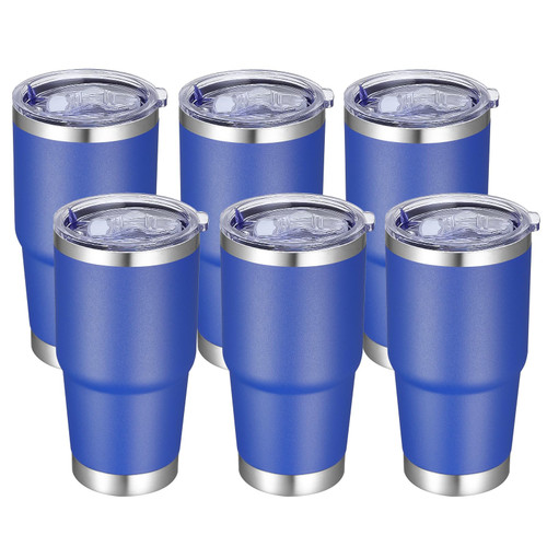 VEGOND 20 oz Tumbler with Lid and Straw, Stainless Steel Double Wall Vacuum Insulated Travel Mug Powder Coated Coffee Cup for Cold & Hot Drinks, Blue 6 Pack VEGOND 20 oz Tumbler with Lid and Straw, Stainless Steel Double Wall Vacuum Insulated Travel Mug Powder Coated Coffee Cup for Cold & Hot Drinks, Blue 6 Pack