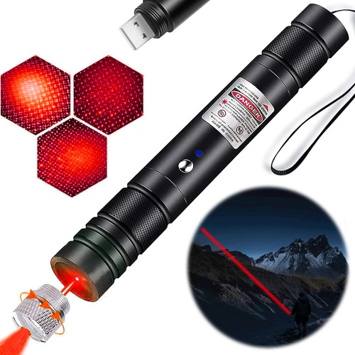 XIMIBI Red High Power Laser Pointer, ?2100 Metres? Laser Pointer High Power Pen, Long Range Laser Pointer Rechargeable for Hiking, Cat Laser Toy USB Charge