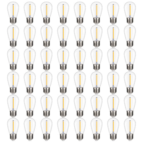 MYEMITTING S14 Replacement Bulbs for Outdoor String Lights, Shatterproof & Waterproof 1W S14 LED Bulbs, 2200K Warm White LED String Light Bulbs, Non-Dimmable CRI>90, E26 Base-48 Pack