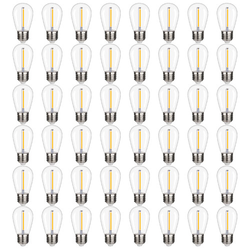 MYEMITTING S14 Replacement Bulbs for Outdoor String Lights, Shatterproof & Waterproof 1W S14 LED Bulbs, 2200K Warm White LED String Light Bulbs, Non-Dimmable CRI>90, E26 Base-48 Pack MYEMITTING S14 Replacement Bulbs for Outdoor String Lights, Shatterproof & Waterproof 1W S14 LED Bulbs, 2200K Warm White LED String Light Bulbs, Non-Dimmable CRI>90, E26 Base-48 Pack